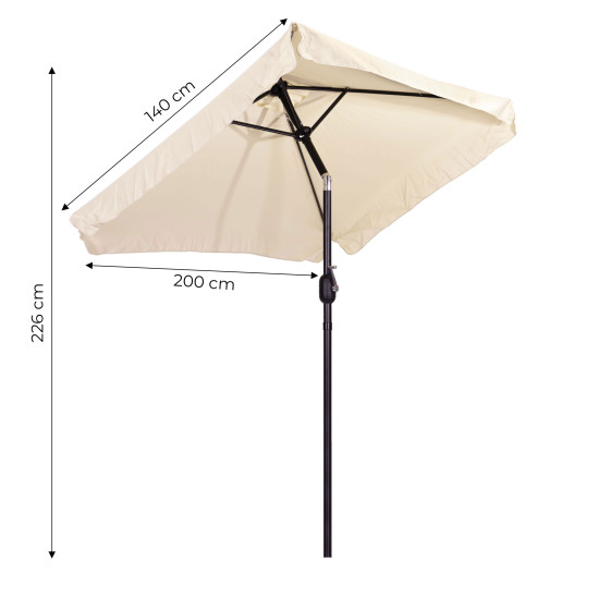 Didelis smėlio spalvos stačiakampio formos skėtis 200x140 cm