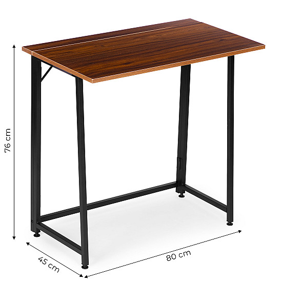 Sulankstomas tamsiai rudas kompiuterio stalas 80x45 cm ModernHome
