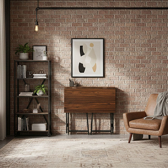 Sulankstomas tamsiai rudas kompiuterio stalas 80x45 cm ModernHome