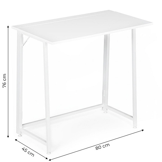 Sulankstomas baltas kompiuterio stalas 80x45 cm ModernHome