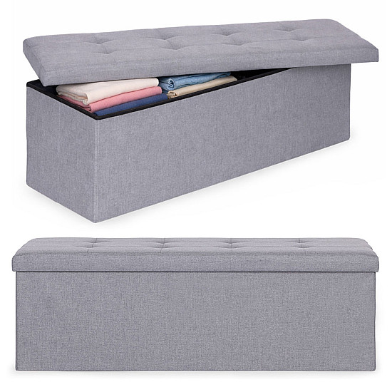 Light grey storage box 111x38 cm