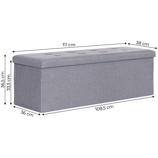 Light grey storage box 111x38 cm