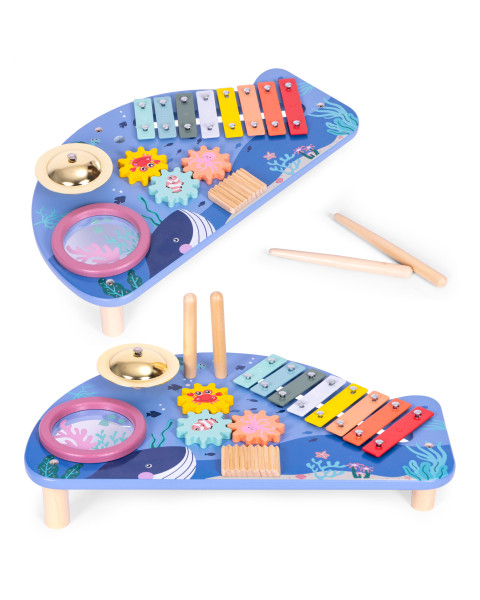 Vaikiškas medinis muzikinis veiklos staliukas
