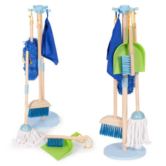 Wooden Cleaning Set for Children Mop Broom with Dustpan 7 Pieces Lavinamieji ECOTOYS