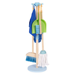 Wooden Cleaning Set for Kids: Broom with Dustpan, 7 Pieces