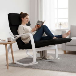 Supama juoda kėdė su reguliuojama atrama kojoms