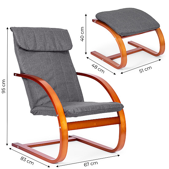 Suomiškas supamasis krėslas su atrama kojoms ModernHome