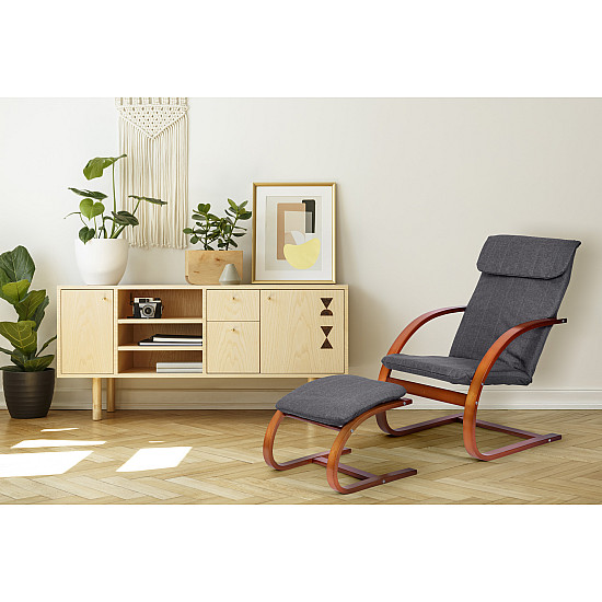 Suomiškas supamasis krėslas su atrama kojoms ModernHome