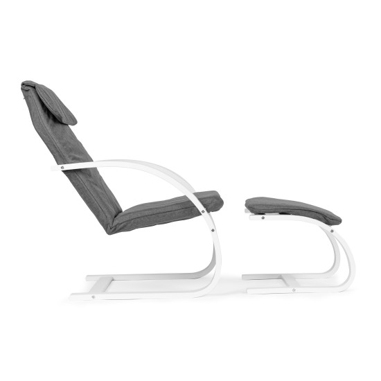 Suomiškas supamas krėslas su kojų atrama — poilsio gultas svetainėms ModernHome Foteliai ir kėdės ModernHome