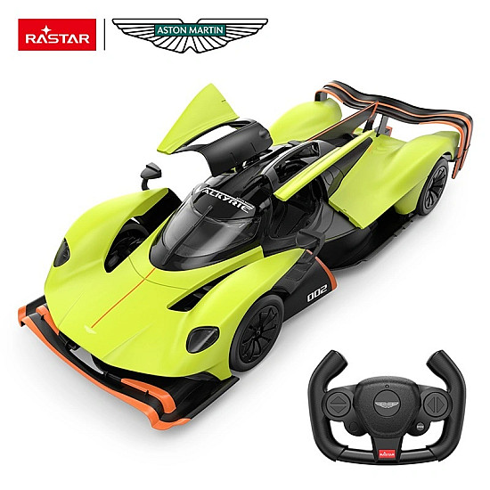Nuotoliniu būdu valdomas žalias automobilis Aston Martin Valkyrie AMR PRO