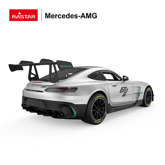 Nuotoliniu būdu valdomas pilkas automobilis Mercedes AMG GT2
