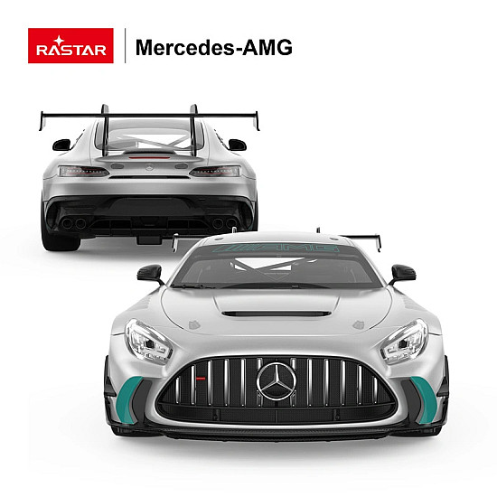 Nuotoliniu būdu valdomas pilkas automobilis Mercedes AMG GT2