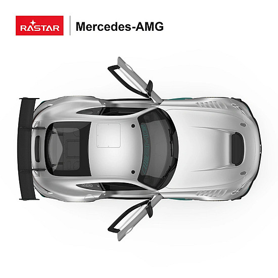 Nuotoliniu būdu valdomas pilkas automobilis Mercedes AMG GT2