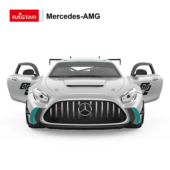 Nuotoliniu būdu valdomas pilkas automobilis Mercedes AMG GT2