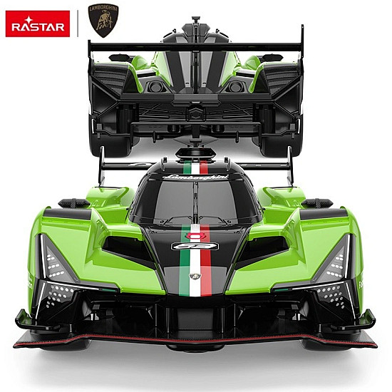 Nuotoliniu būdu valdomas žalias automobilis Lamborghini SC63 LMDH