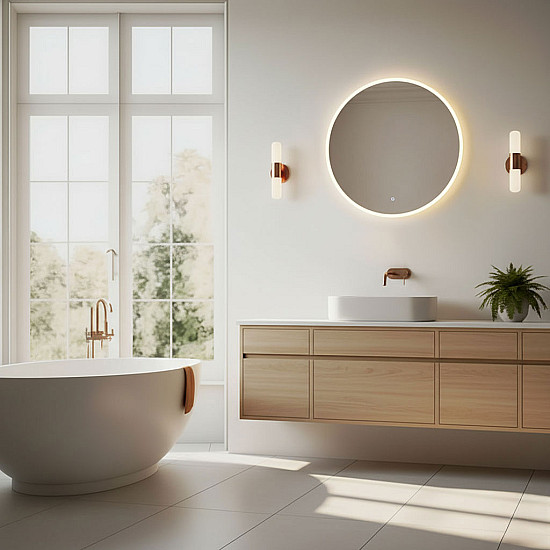 Apvalus LED vonios veidrodis 60 cm su 3 šviesos spalvomis ModernHome