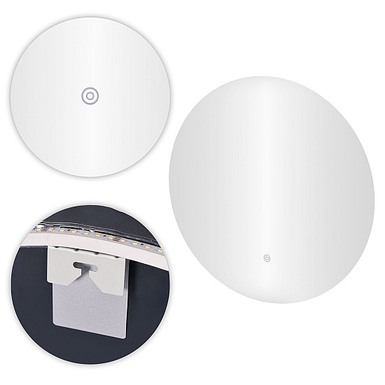 Apvalus LED vonios veidrodis 60 cm su 3 šviesos spalvomis ModernHome