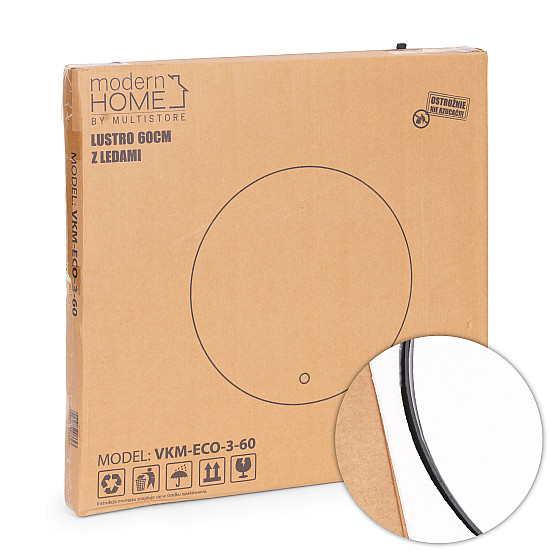 Apvalus LED vonios veidrodis 60 cm su 3 šviesos spalvomis ModernHome