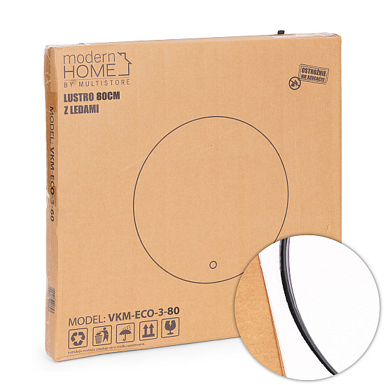 Apvalus LED vonios veidrodis 80 cm su 3 šviesos spalvomis ModernHome