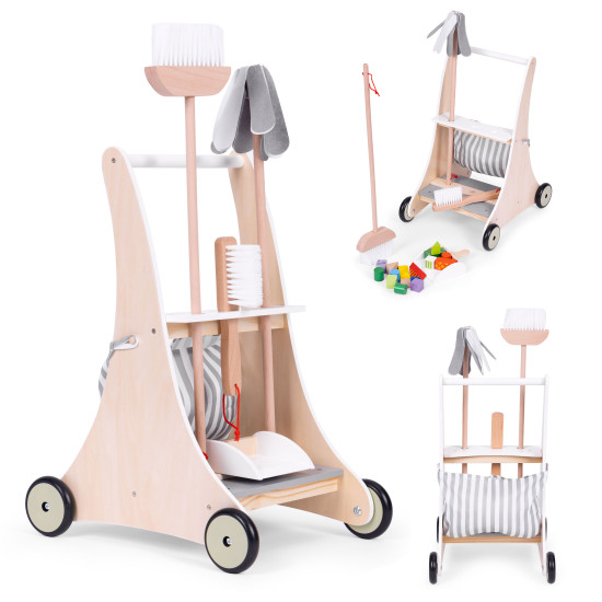 Medinis valymo reikmenų vežimėlis, smėlio spalvos Lavinamieji ECOTOYS