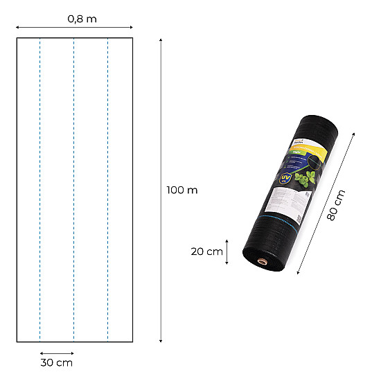 Juoda piktžolių kontrolės agro audinys 135 g/m² 0,8×100 m MultiGarden