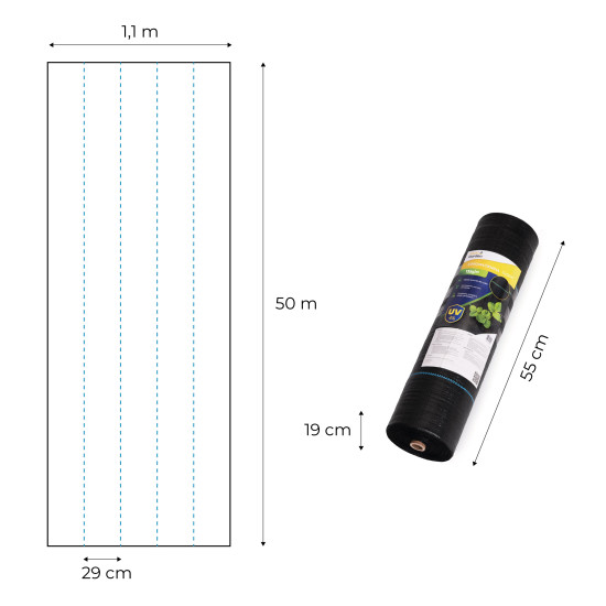 Juoda piktžolių kontrolės agro audinys 135 g/m² 1,1×50 m MultiGarden