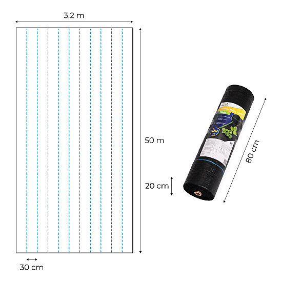 Juoda piktžolių kontrolės agro audinys 135 g/m² 3,2×50 m MultiGarden
