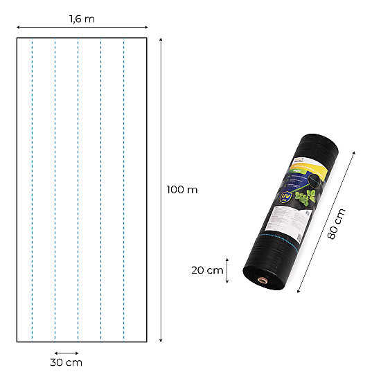 Juoda piktžolių kontrolės agro audinys 90 g/m² 1,6×100 m MultiGarden