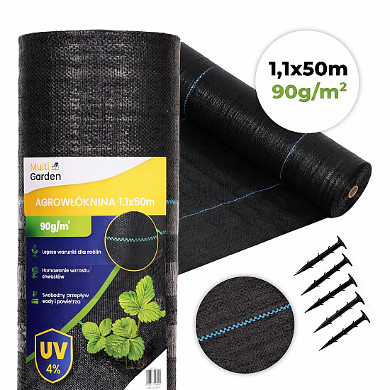 Juoda piktžolių kontrolės agro audinys 90 g/m² 1,1 × 50 m MultiGarden