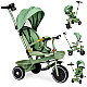 2-in-1 žalias triratukas su pasukama sėdyne
