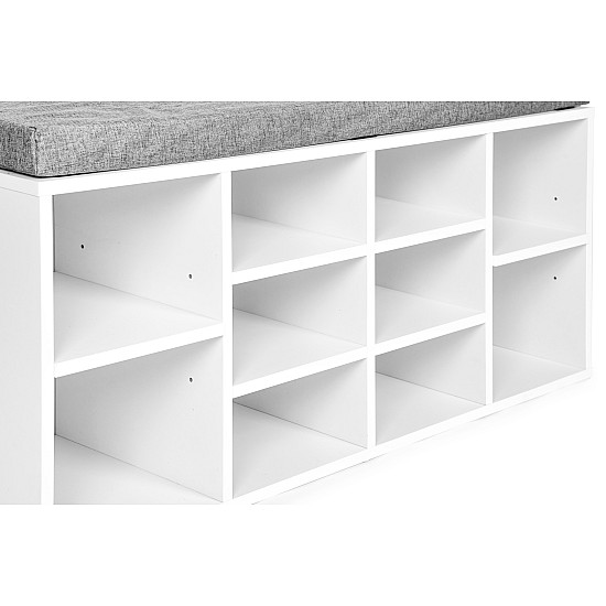 Balta batų spinta su pilka pagalvėle ModernHome