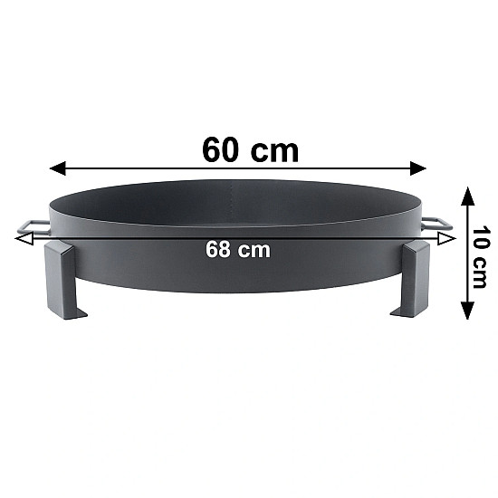 Duże żeliwne palenisko ogrodowe z uchwytami, 60 cm