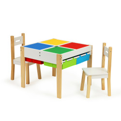 Wooden children's furniture set: table + 2 chairs