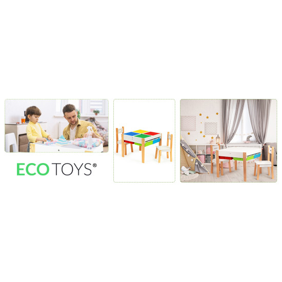 Medinis vaikų baldų komplektas: stalas + 2 kėdės Vaikų baldai ECOTOYS