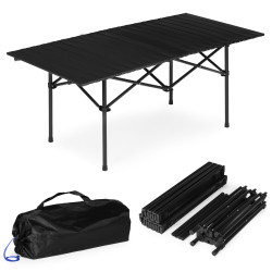 Sulankstomas juodas kempingo stalas 120x55 cm MultiGarden