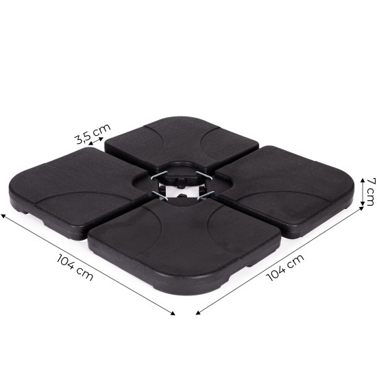 Skėčio pagrindo svoris (pripildytas vandens) – 60 kg