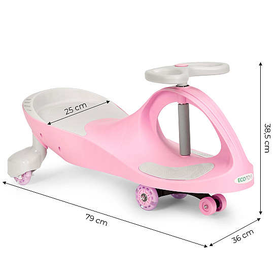 Wiggle rozā auto ar LED riteņiem