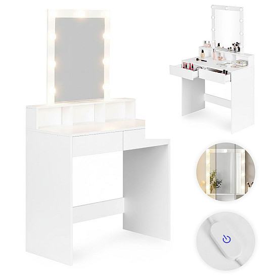 Tualetinis staliukas su veidrodžiu ir LED apšvietimu ModernHome