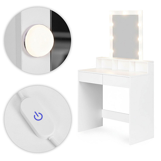 Tualetinis staliukas su veidrodžiu ir LED apšvietimu ModernHome