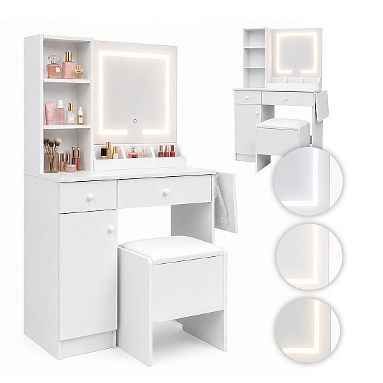 ModernHome Vanity Table with Mirror and LED Lighting