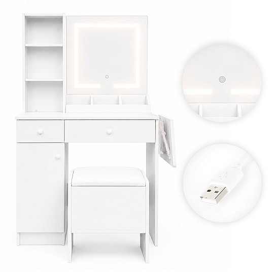 ModernHome Vanity Table with Mirror and LED Lighting