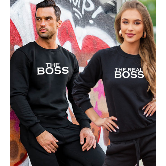 Juodas megztinis RealBoos baltos raidės 2001-xw01 - Vyriški džemperiai Juodas megztinis RealBoos baltos raidės 2001-xw01
