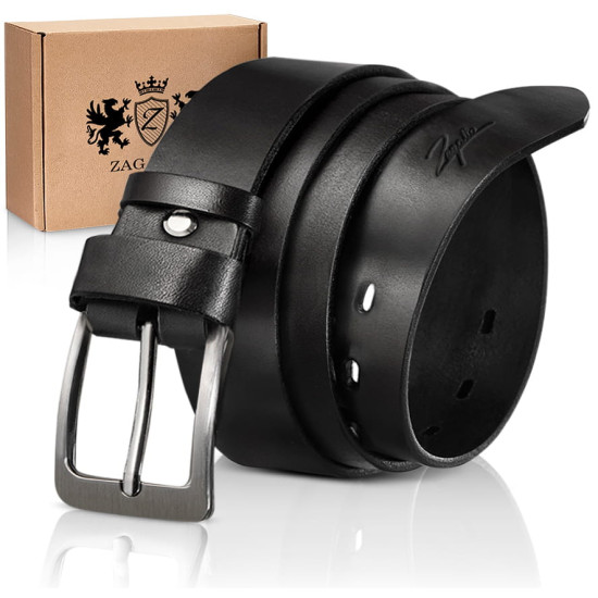 Mens Leather Belt Zagat (Black) K1-CZ-00-35 - Accessories for men Mens Leather Belt Zagat (Black) K1-CZ-00-35 Premium