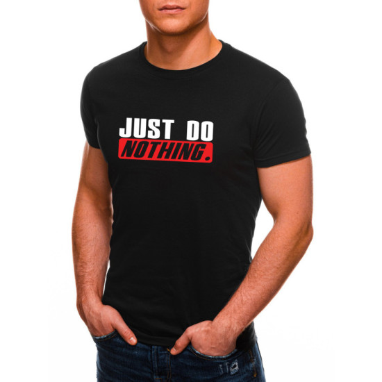Juodi vyriški marškinėliai Just do nothing JS/712005 - Marškinėliai Juodi vyriški marškinėliai Just do nothing JS/712005