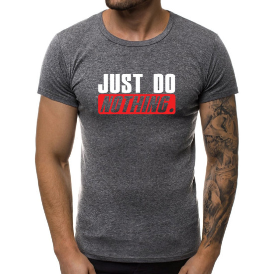 Tamsiai pilki vyriški marškinėliai Just do nothing JS/712005 - Marškinėliai Tamsiai pilki vyriški marškinėliai Just do nothing JS/712005