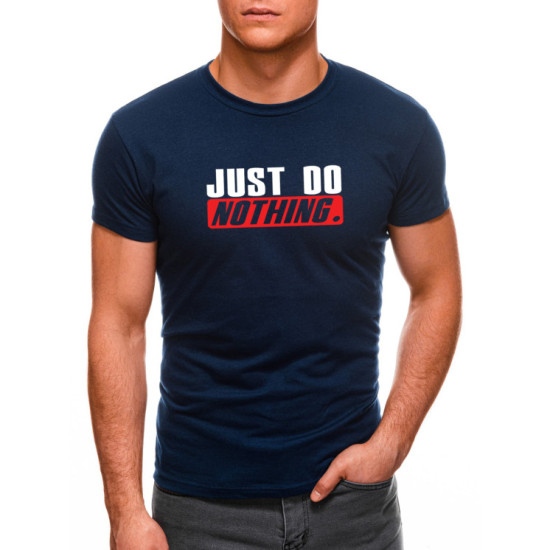 Tamsiai mėlyni vyriški marškinėliai Just do nothing JS/712005 - Marškinėliai Tamsiai mėlyni vyriški marškinėliai Just do nothing JS/712005