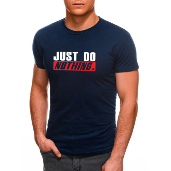 Tamsiai mėlyni vyriški marškinėliai Just do nothing JS/712005 - Marškinėliai Tamsiai mėlyni vyriški marškinėliai Just do nothing JS/712005