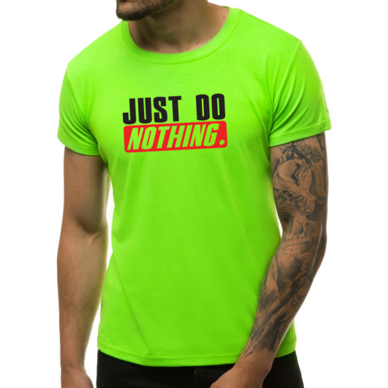 Žali neoniniai vyriški marškinėliai Just do nothing JS/712005 - Marškinėliai Žali neoniniai vyriški marškinėliai Just do nothing JS/712005