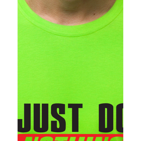 Žali neoniniai vyriški marškinėliai Just do nothing JS/712005 - Marškinėliai Žali neoniniai vyriški marškinėliai Just do nothing JS/712005
