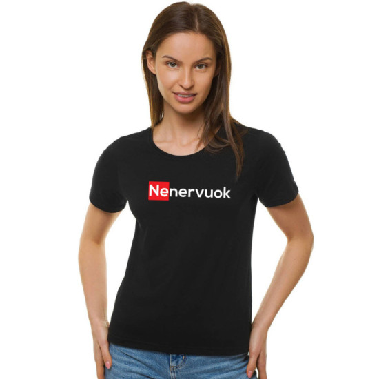 Sieviešu melns T-krekls Nenervuok JS/SD211 - T-krekls Sieviešu melns T-krekls Nenervuok JS/SD211